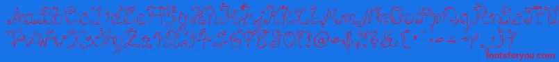 SpBlumeDb-Schriftart – Rote Schriften auf blauem Hintergrund