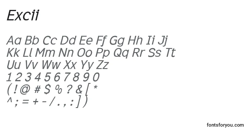 Schriftart Excii – Alphabet, Zahlen, spezielle Symbole