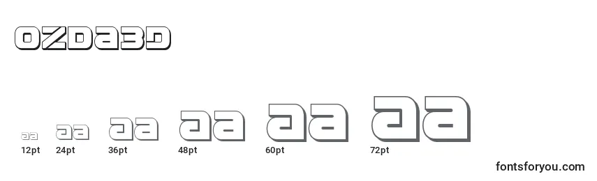 Размеры шрифта Ozda3D