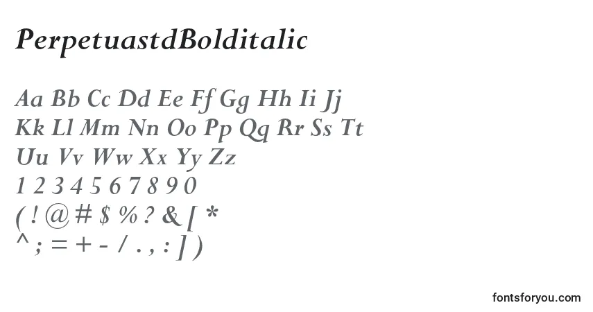 PerpetuastdBolditalic font – alphabet, numbers, special characters