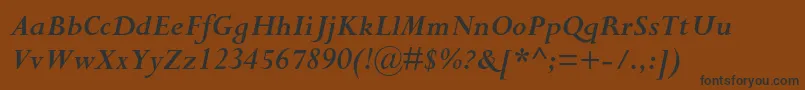 Weitere Informationen zur PerpetuastdBolditalic-Schriftart PerpetuastdBolditalic-Schriftart – Schwarze Schriften auf braunem Hintergrund