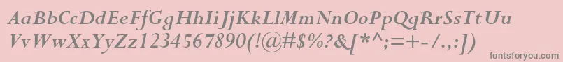 PerpetuastdBolditalic-Schriftart – Graue Schriften auf rosa Hintergrund