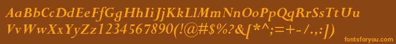 PerpetuastdBolditalic Font – Orange Fonts on Brown Background
