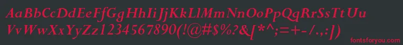 PerpetuastdBolditalic Font – Red Fonts on Black Background