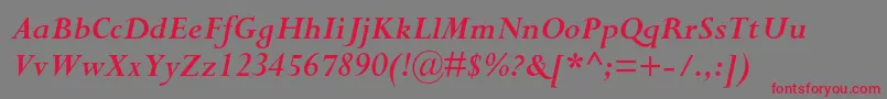 PerpetuastdBolditalic Font – Red Fonts on Gray Background