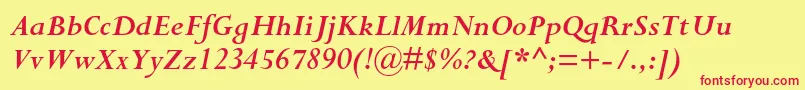 PerpetuastdBolditalic Font – Red Fonts on Yellow Background