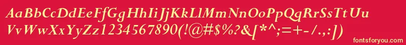 PerpetuastdBolditalic Font – Yellow Fonts on Red Background