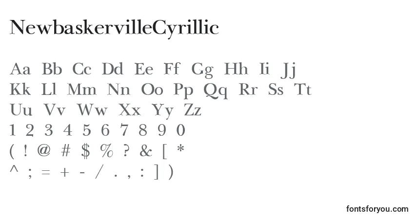 A fonte NewbaskervilleCyrillic – alfabeto, números, caracteres especiais