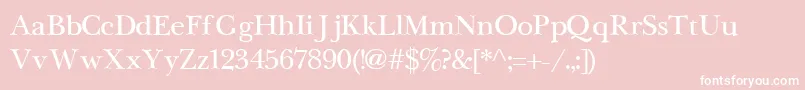 NewbaskervilleCyrillic-fontti – valkoiset fontit vaaleanpunaisella taustalla