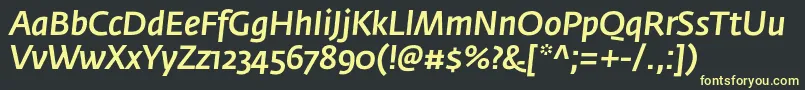 FedrasansproMediumitalic Font – Yellow Fonts on Black Background