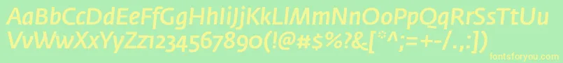 フォントFedrasansproMediumitalic – 黄色の文字が緑の背景にあります