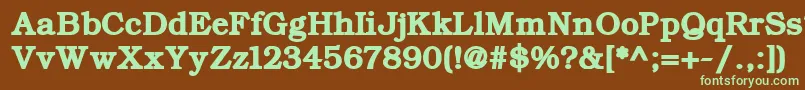 フォントErBukinistKoi8RBold – 緑色の文字が茶色の背景にあります。