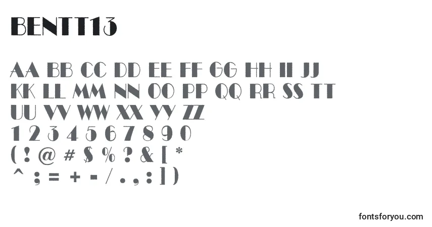 Schriftart Bentt13 – Alphabet, Zahlen, spezielle Symbole