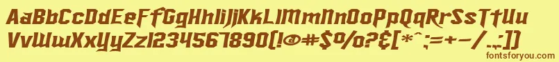 フォントSfIronsidesExtendedItalic – 茶色の文字が黄色の背景にあります。