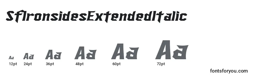 Размеры шрифта SfIronsidesExtendedItalic
