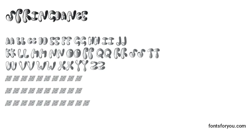 Шрифт Springdance – алфавит, цифры, специальные символы