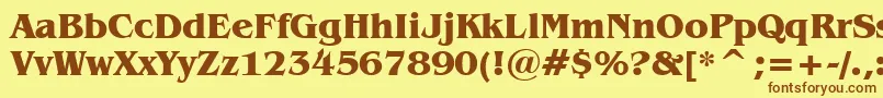 フォントBenguiatBoldBt – 茶色の文字が黄色の背景にあります。