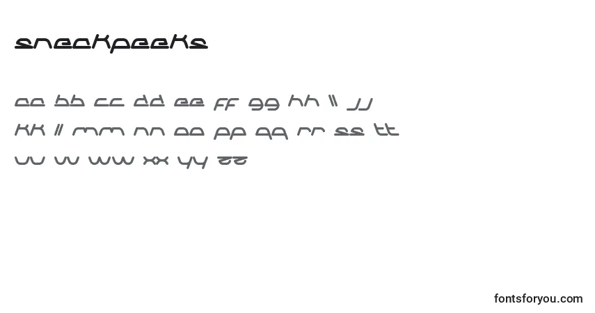 Czcionka SneakPeeks – alfabet, cyfry, specjalne znaki