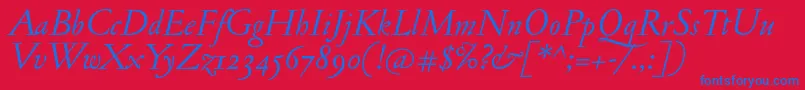 JannonantosfItalic Font – Blue Fonts on Red Background