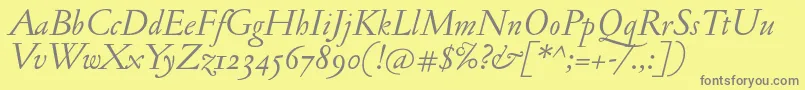 Weitere Informationen zur JannonantosfItalic-Schriftart JannonantosfItalic-Schriftart – Graue Schriften auf gelbem Hintergrund