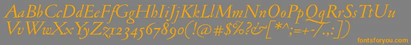 フォントJannonantosfItalic – オレンジの文字は灰色の背景にあります。