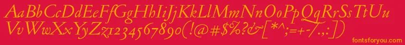 JannonantosfItalic Font – Orange Fonts on Red Background