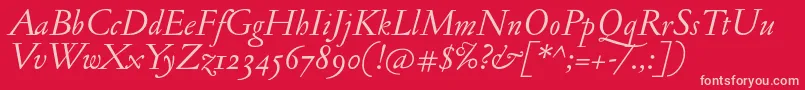 JannonantosfItalic Font – Pink Fonts on Red Background