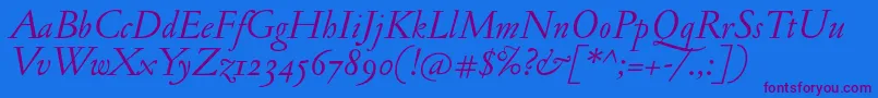 Police JannonantosfItalic – polices violettes sur fond bleu