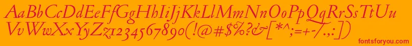 フォントJannonantosfItalic – オレンジの背景に赤い文字