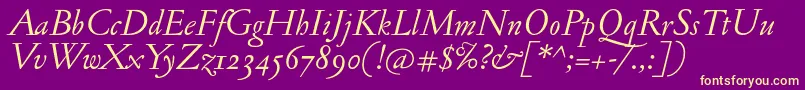 JannonantosfItalic Font – Yellow Fonts on Purple Background