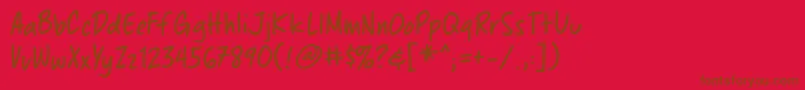 Chewedpenbb-Schriftart – Braune Schriften auf rotem Hintergrund