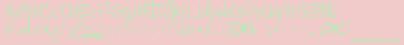 Philomeneephrem-Schriftart – Grüne Schriften auf rosa Hintergrund