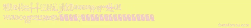 Kidsoutline-Schriftart – Rosa Schriften auf gelbem Hintergrund