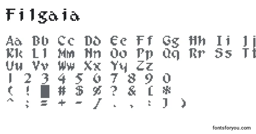 Schriftart Filgaia (80882) – Alphabet, Zahlen, spezielle Symbole