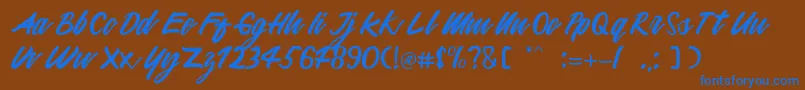 Mattilda Font – Blue Fonts on Brown Background