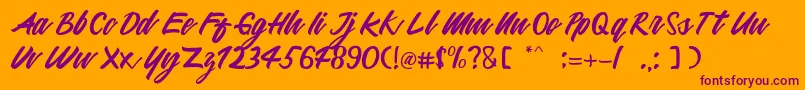 Mattilda Font – Purple Fonts on Orange Background