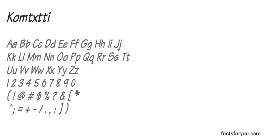 Czcionka Komtxtti – alfabet, cyfry, specjalne znaki