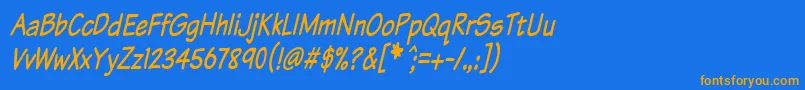 Komtxtti Font – Orange Fonts on Blue Background