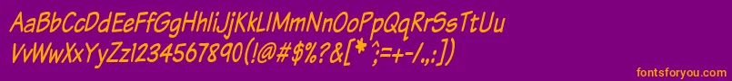Komtxtti-fontti – oranssit fontit violetilla taustalla