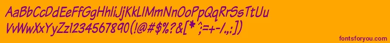 Komtxtti-Schriftart – Violette Schriften auf orangefarbenem Hintergrund