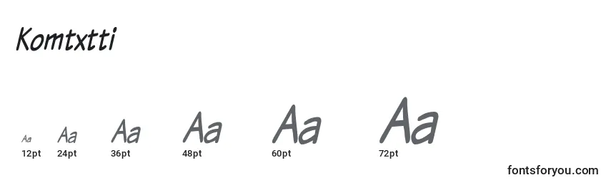 Размеры шрифта Komtxtti