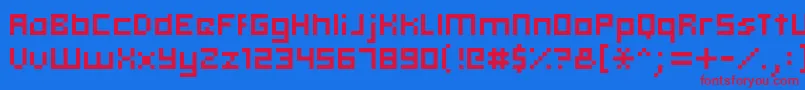 Hooge0555 Font – Red Fonts on Blue Background