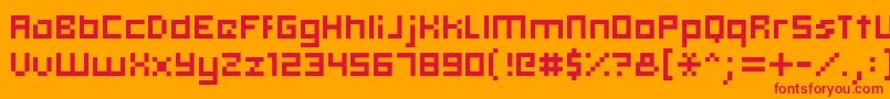 Hooge0555-Schriftart – Rote Schriften auf orangefarbenem Hintergrund