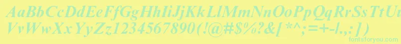 TimesnewromanmtstdBoldit Font – Green Fonts on Yellow Background