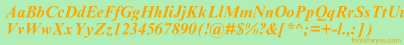 TimesnewromanmtstdBoldit Font – Orange Fonts on Green Background