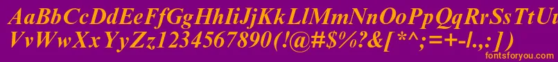 TimesnewromanmtstdBoldit Font – Orange Fonts on Purple Background