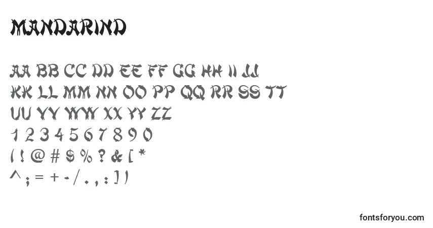 Schriftart Mandarind – Alphabet, Zahlen, spezielle Symbole