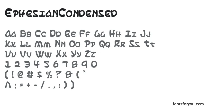 A fonte EphesianCondensed – alfabeto, números, caracteres especiais
