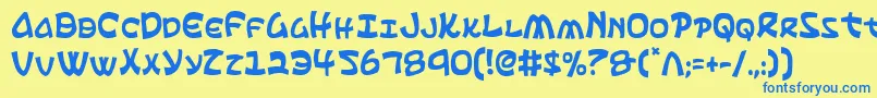 フォントEphesianCondensed – 青い文字が黄色の背景にあります。