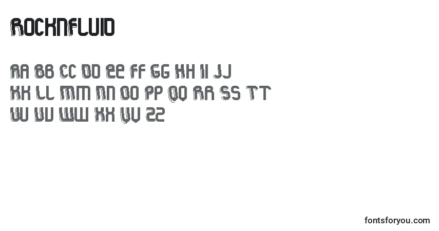 Schriftart RocknFluid – Alphabet, Zahlen, spezielle Symbole